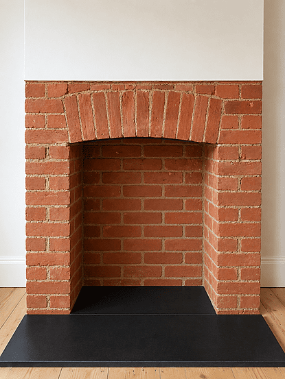 Black honed granite hearth