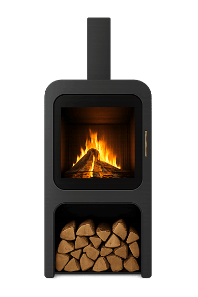 Wood burners burn wood and can store logs underneath