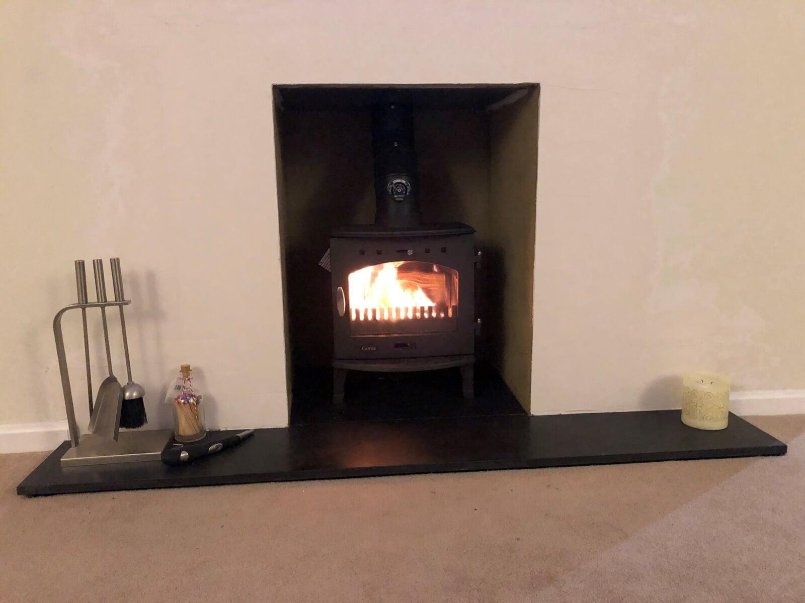 rendered chamber and granite hearth