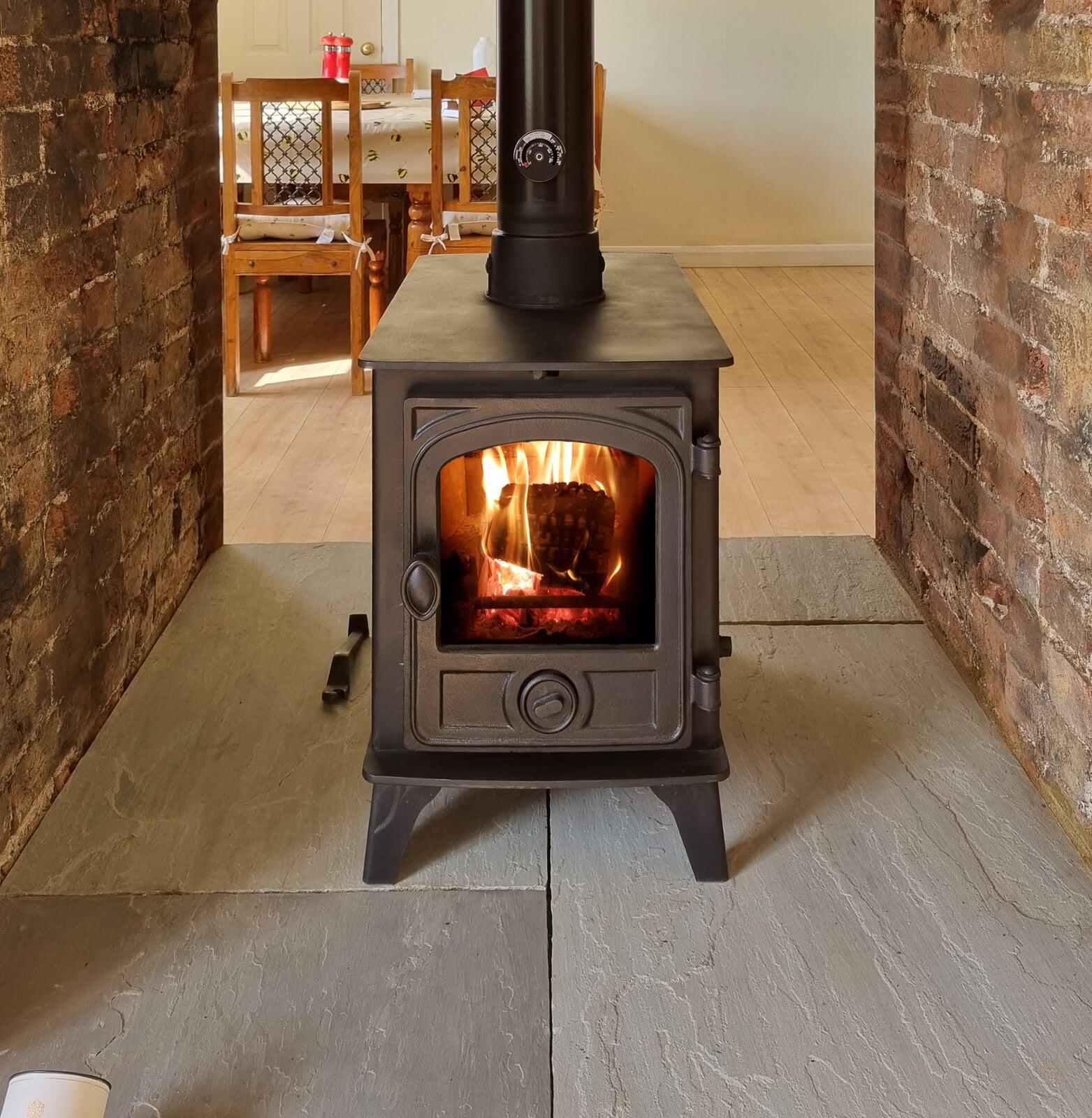 Double Sided Logburner with Tiled Hearth brick chamber